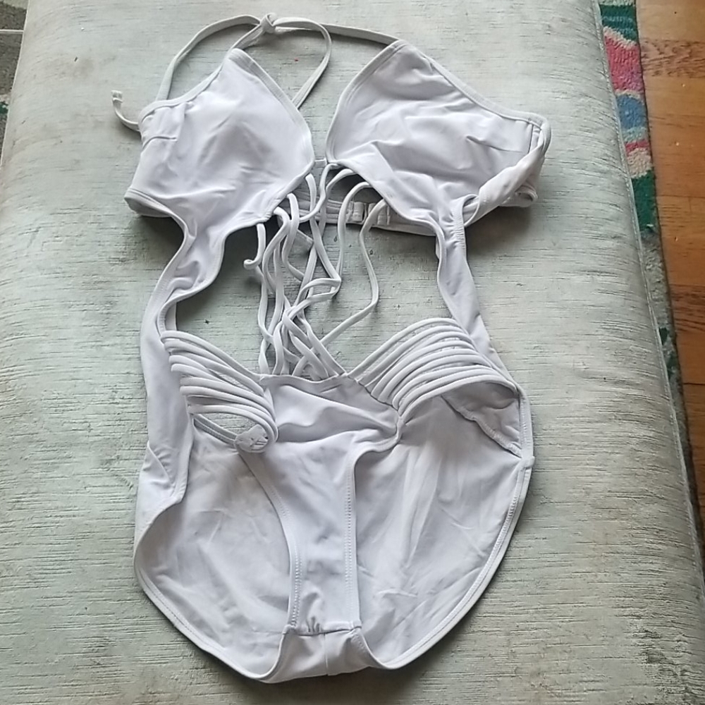 Fabletics white cutout bathing suit